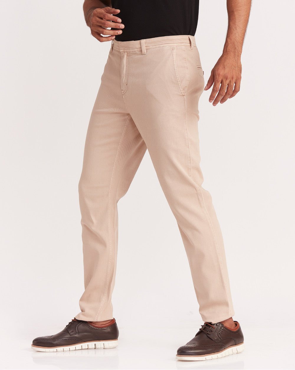 Tapered Fit Garment Dyed Chinos - Latte