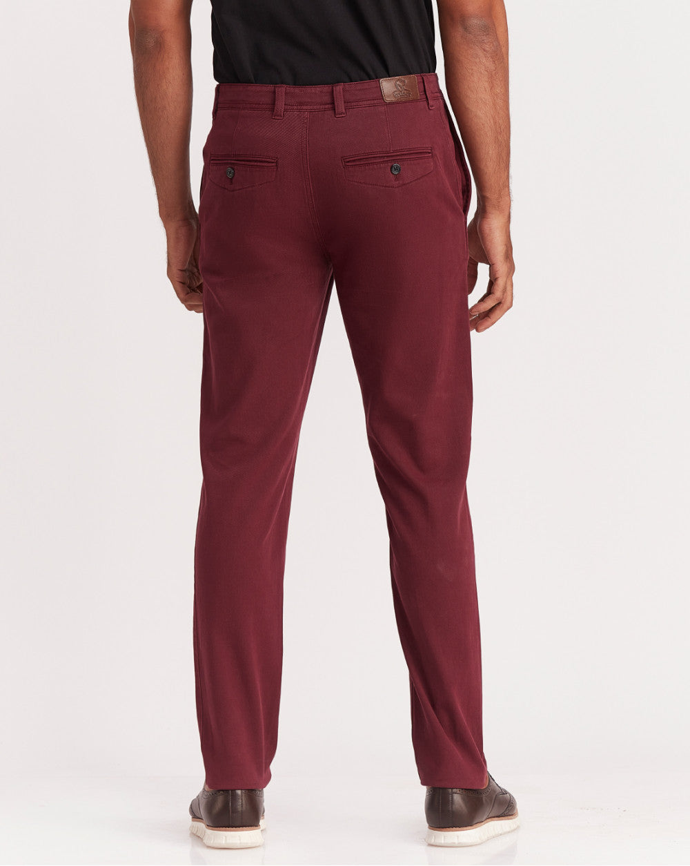 Tapered Fit Garment Dyed Chinos - Maroon