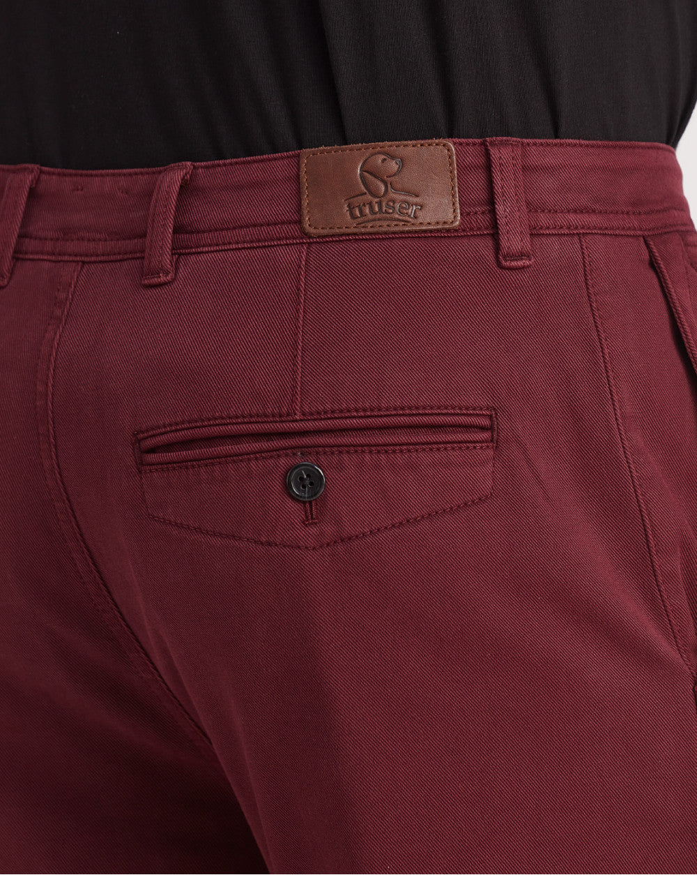 Tapered Fit Garment Dyed Chinos - Maroon