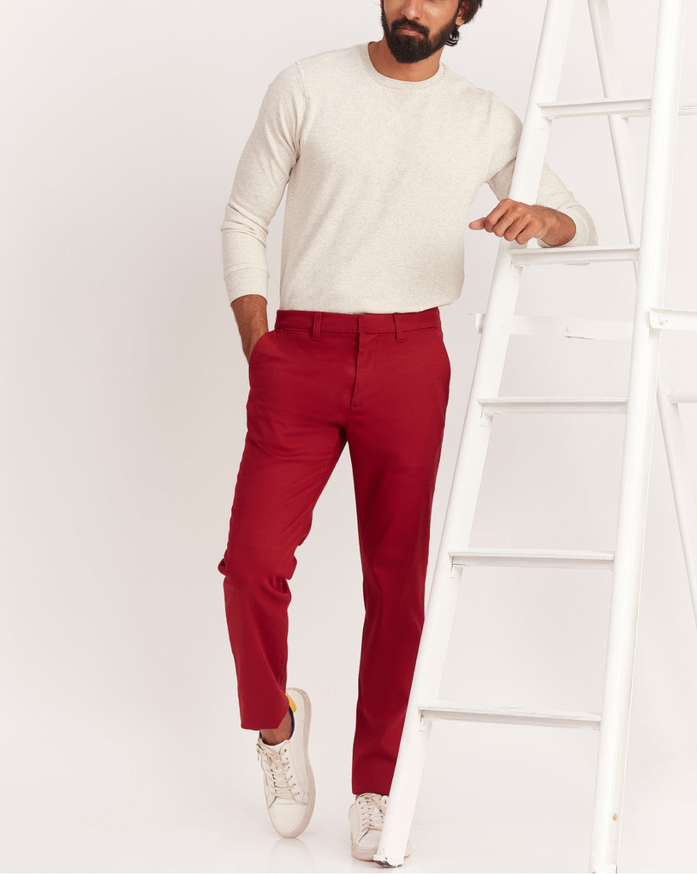 Regular Fit Fit Luxe Chinos - Carmine Red