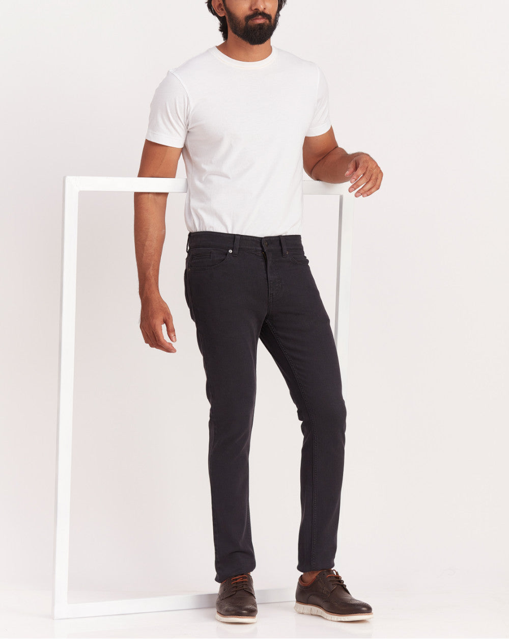 Skinny Fit Six-Pocket Coloured Denims - Jet Black