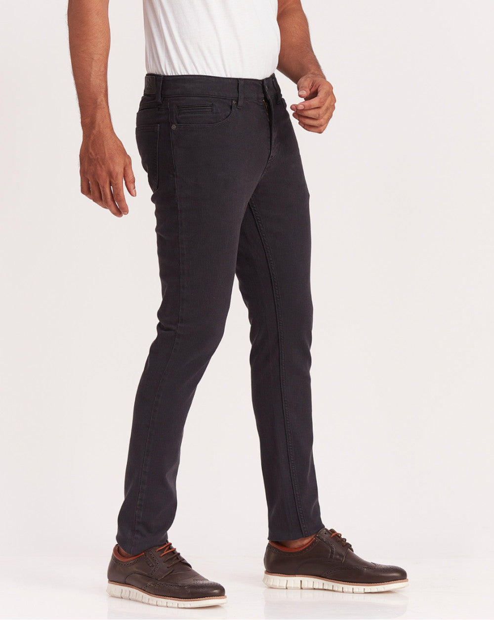 Skinny Fit Six-Pocket Coloured Denims - Jet Black