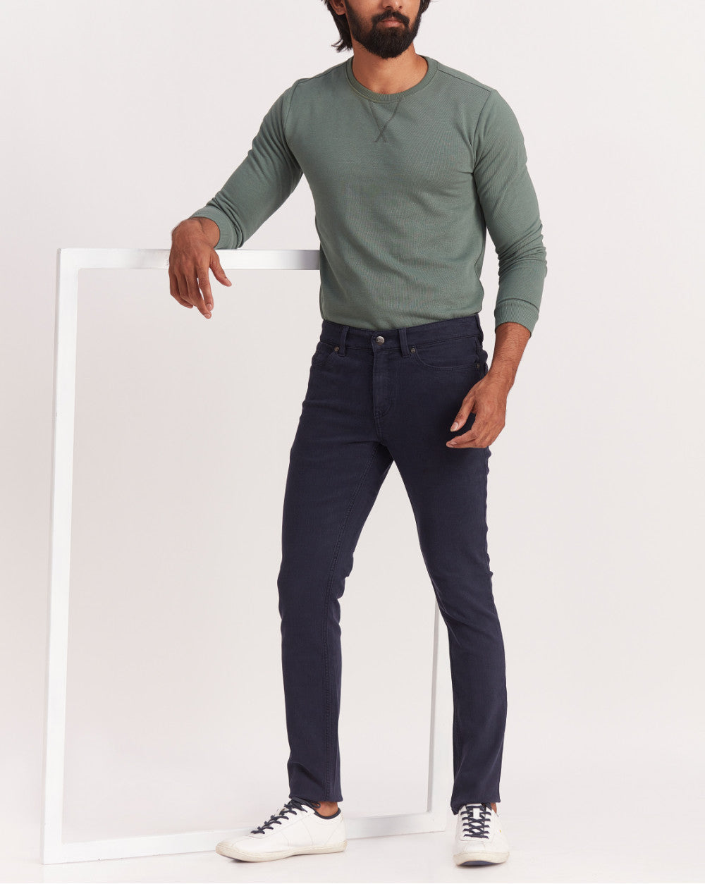 Skinny Fit Six-Pocket Coloured Denims - Navy