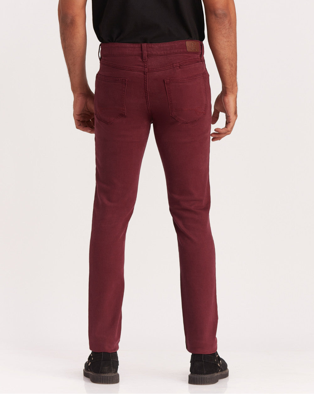 Skinny Fit Six-Pocket Coloured Denims - Maroon