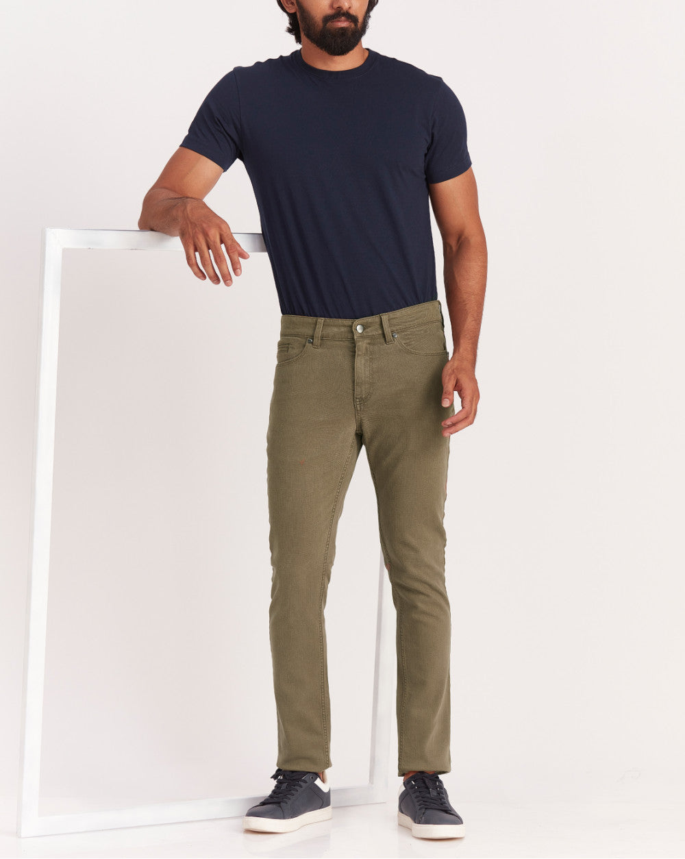 Skinny Fit Six-Pocket Coloured Denims - Army Green