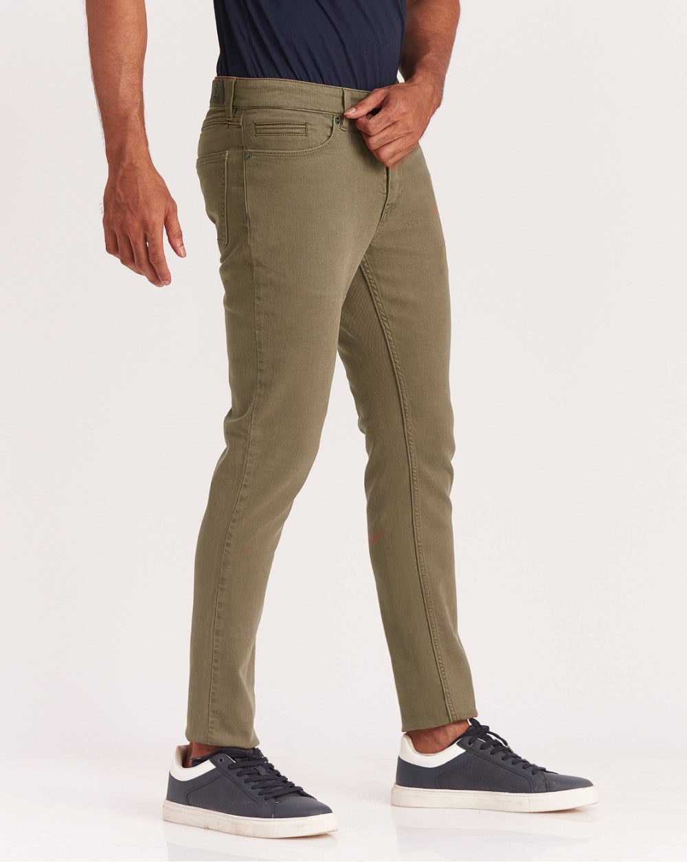 Skinny Fit Six-Pocket Coloured Denims - Army Green
