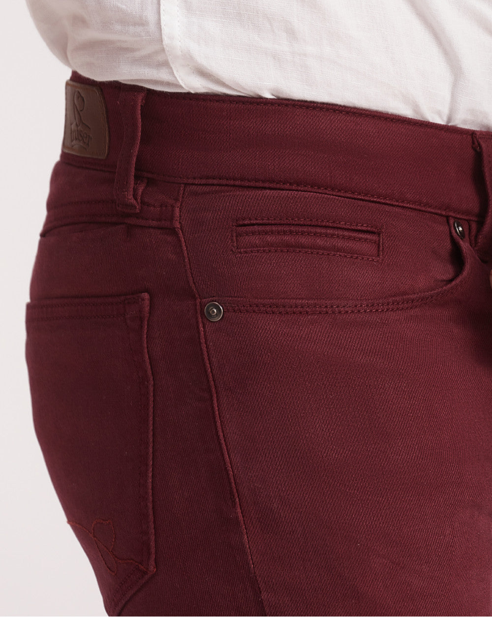 Slim Fit Six-Pocket Coloured Denims - Maroon