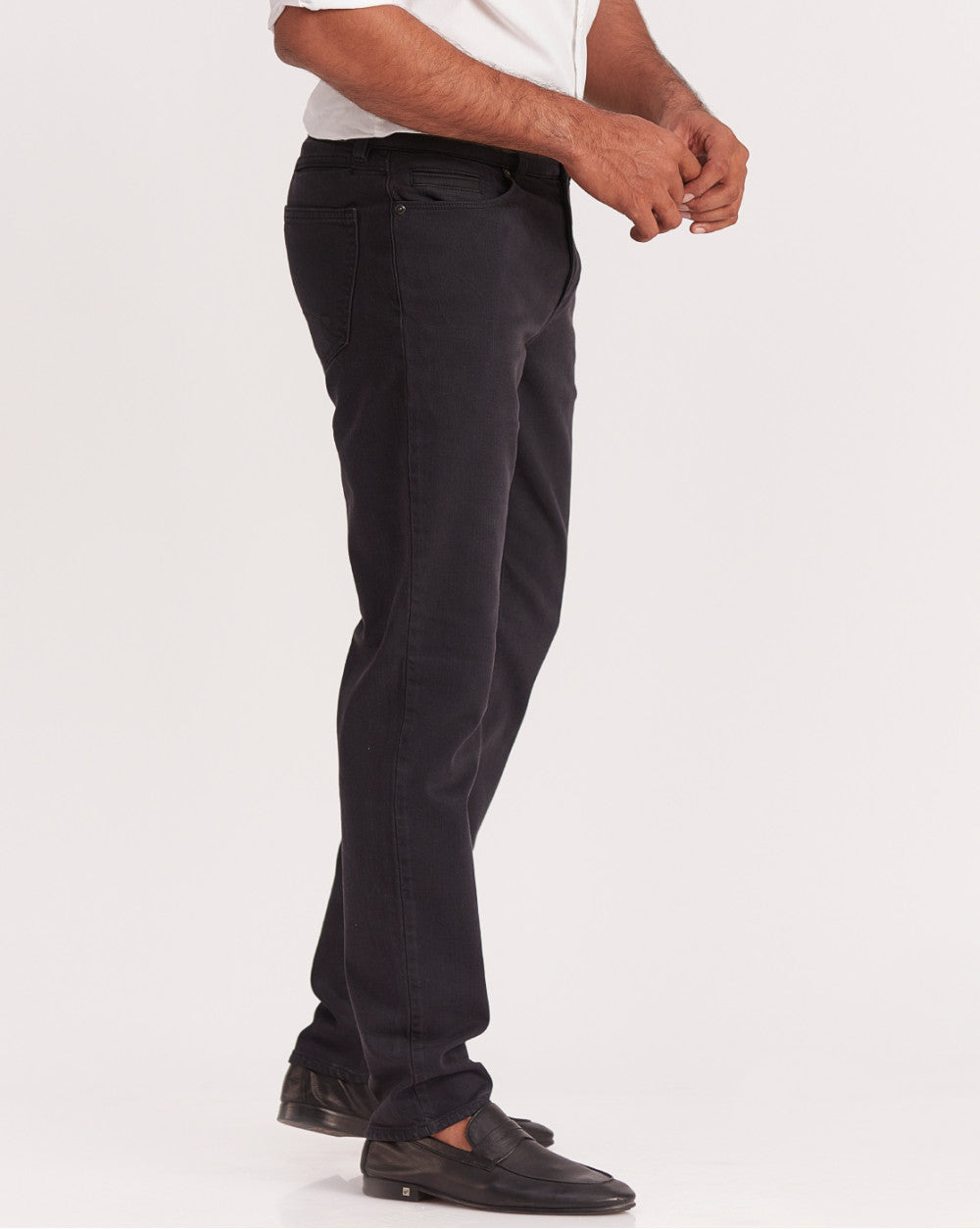 Straight Fit Six-Pocket Coloured Denims - Jet Black