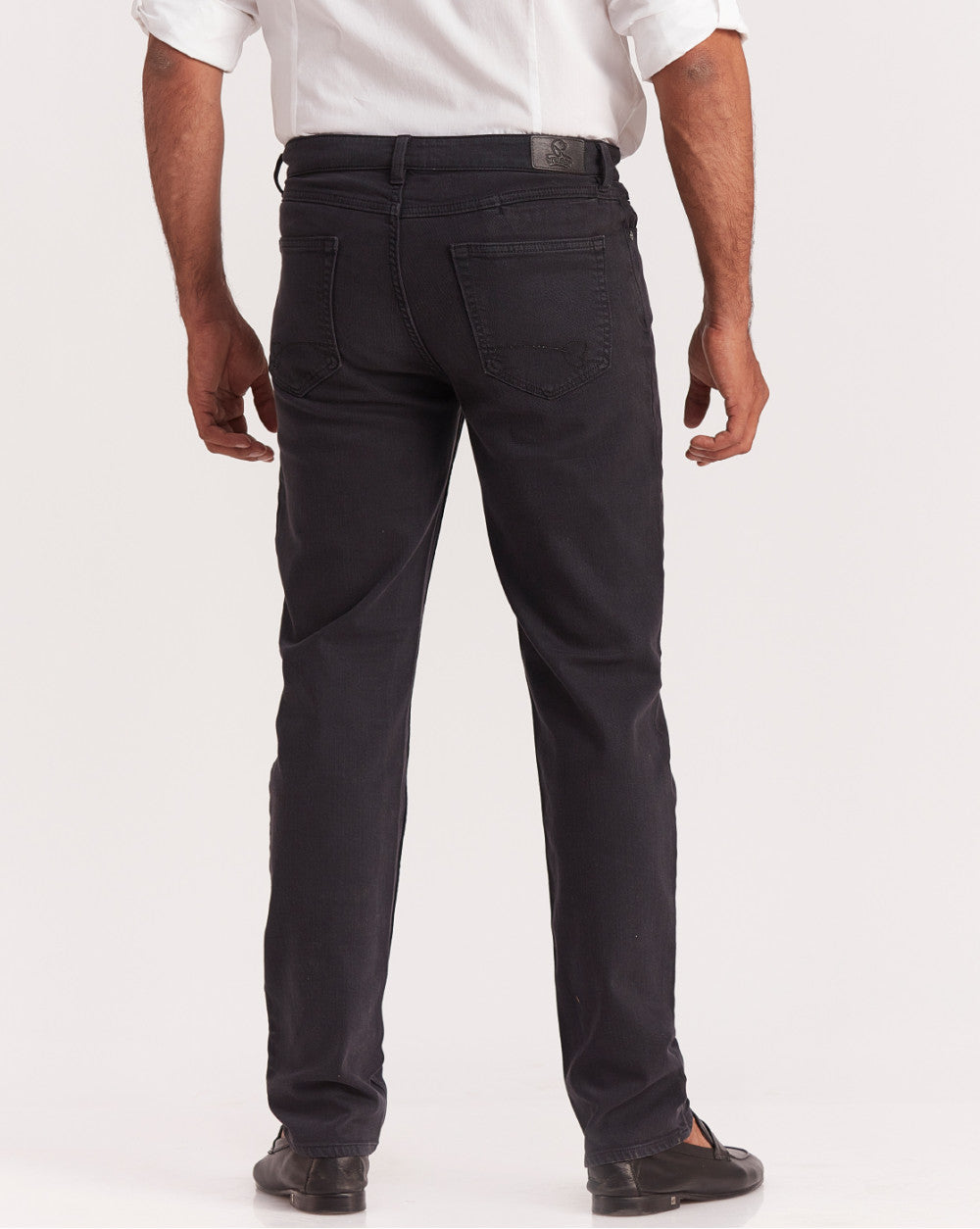 Straight Fit Six-Pocket Coloured Denims - Jet Black