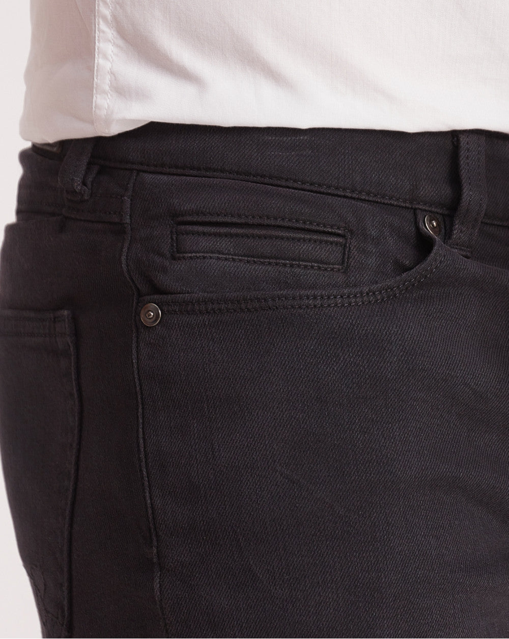 Straight Fit Six-Pocket Coloured Denims - Jet Black