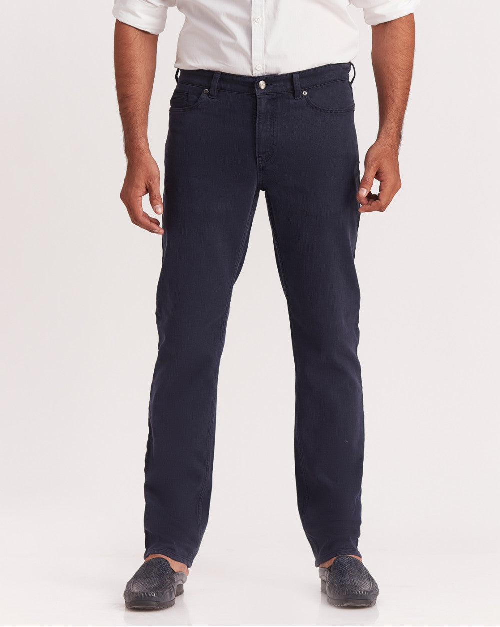 Straight Fit Six-Pocket Coloured Denims - Navy