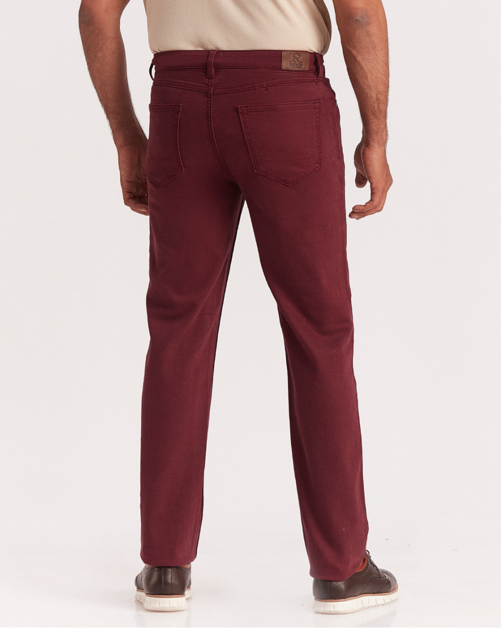 Straight Fit Six-Pocket Coloured Denims - Maroon