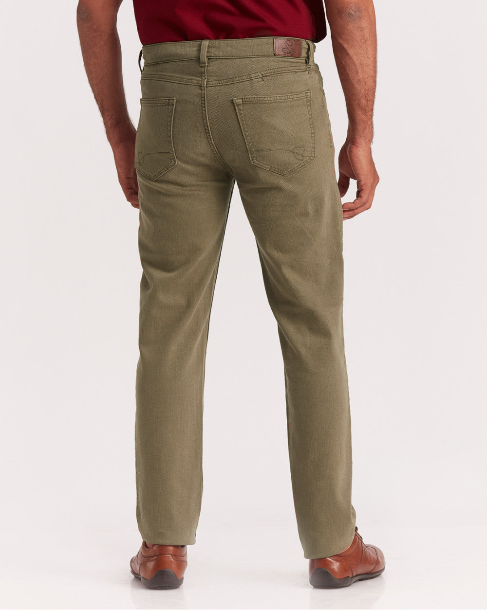 Straight Fit Six-Pocket Coloured Denims - Army Green