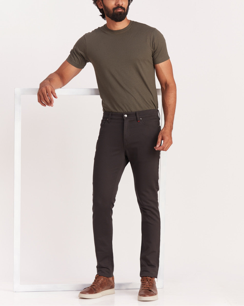 Skinny Fit Five-Pocket Urban Pants - Dark Grey