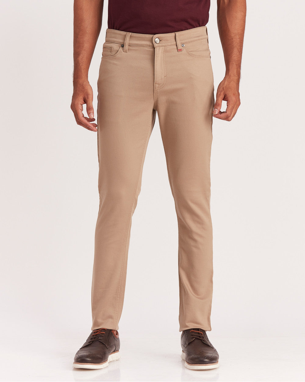 Skinny Fit Five-Pocket Urban Pants - Khaki