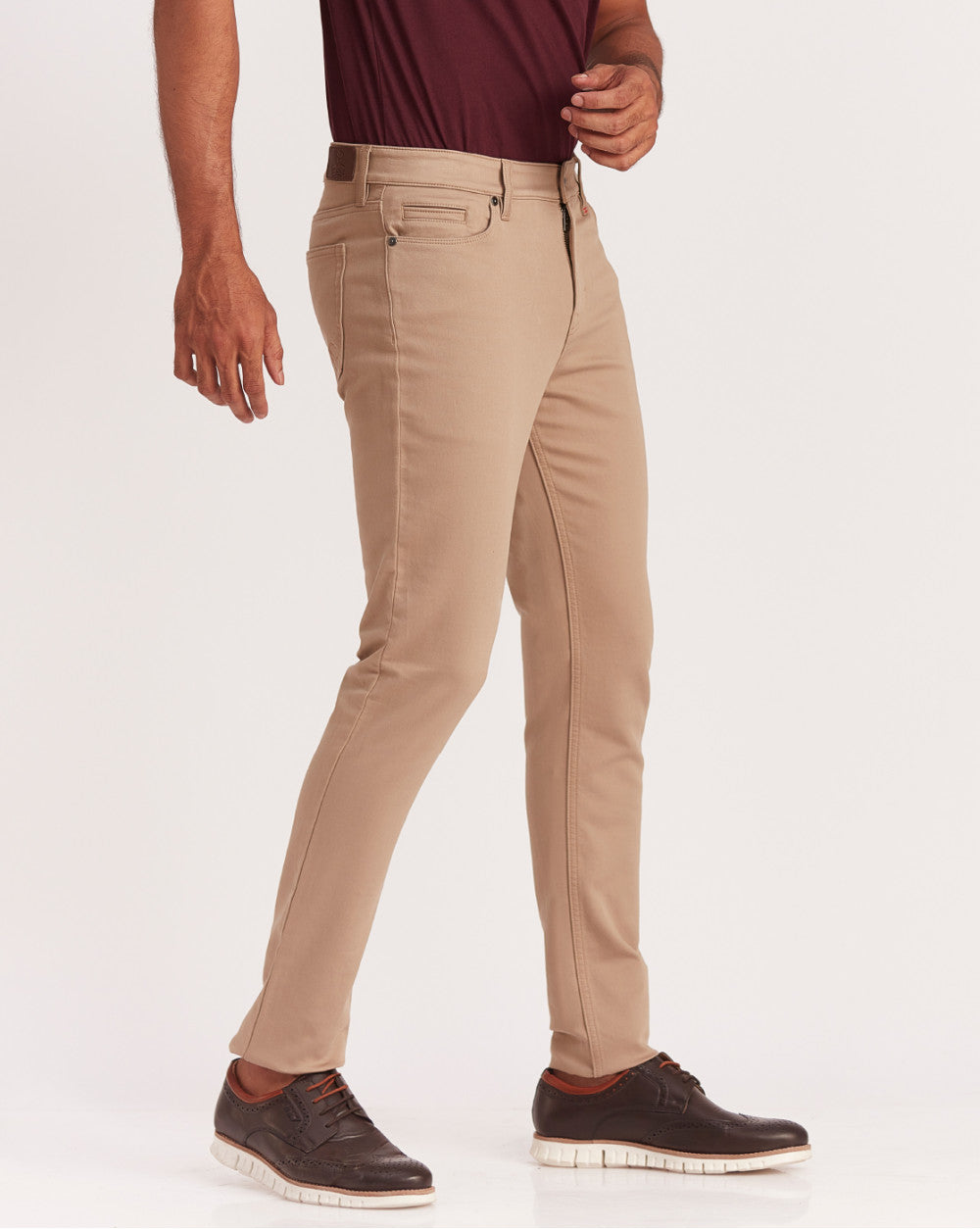 Skinny Fit Five-Pocket Urban Pants - Khaki