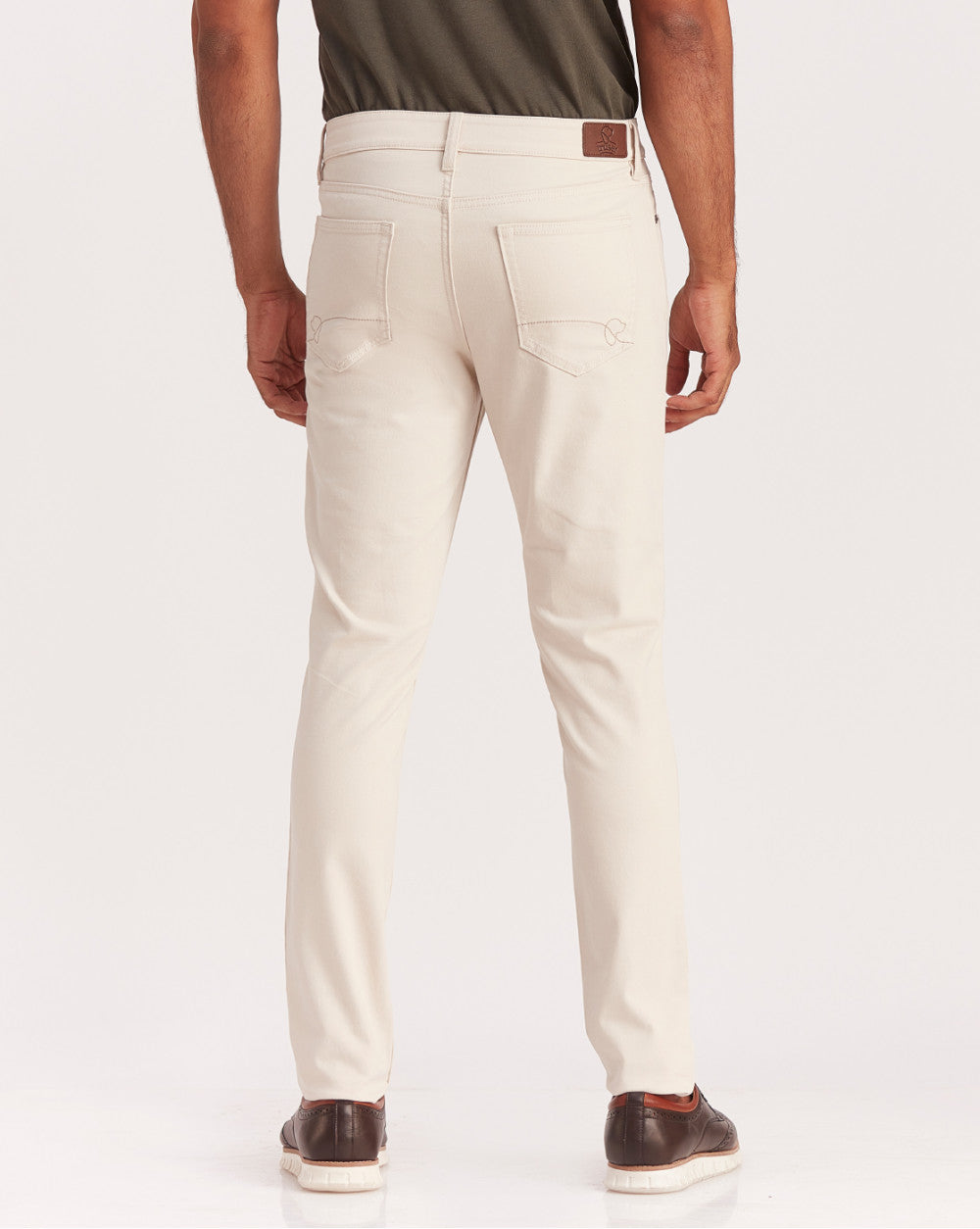 Skinny Fit Five-Pocket Luxe Pants - Off White