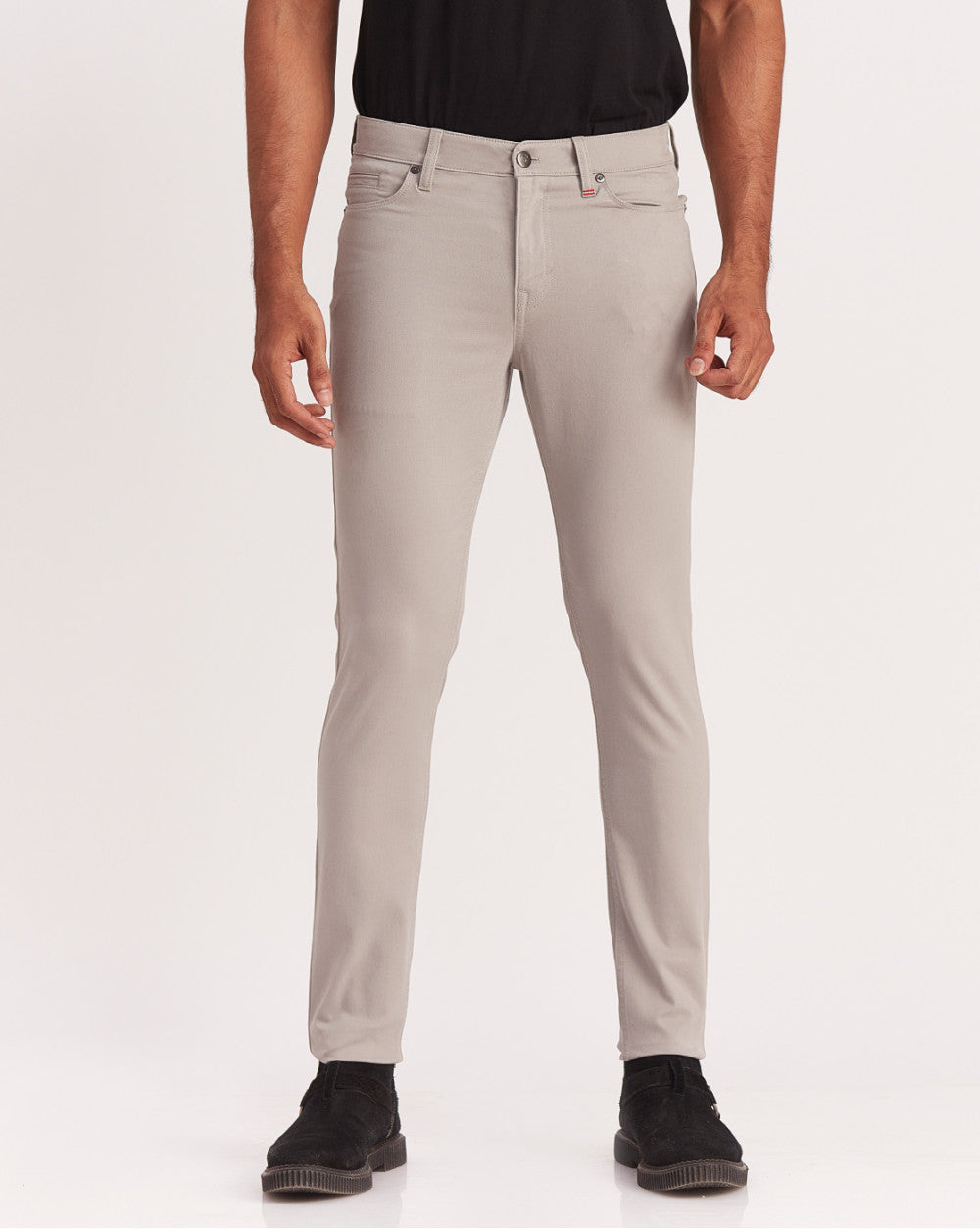Skinny Fit Five-Pocket Luxe Pants - Grey