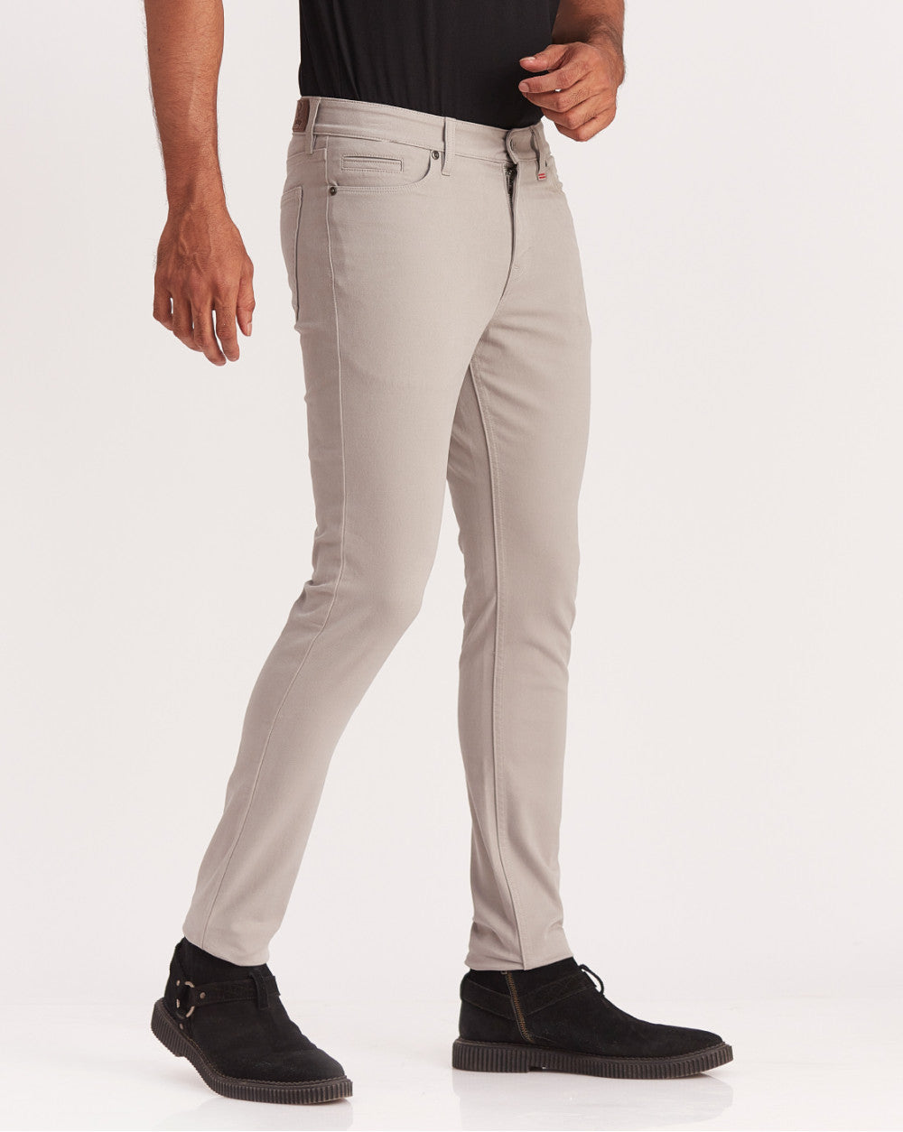 Skinny Fit Five-Pocket Luxe Pants - Grey