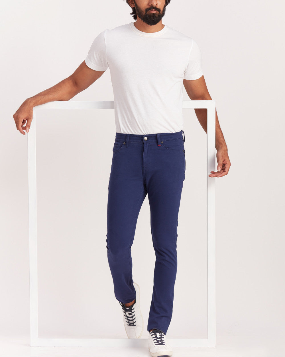 Skinny Fit Five-Pocket Luxe Pants - Bright Navy