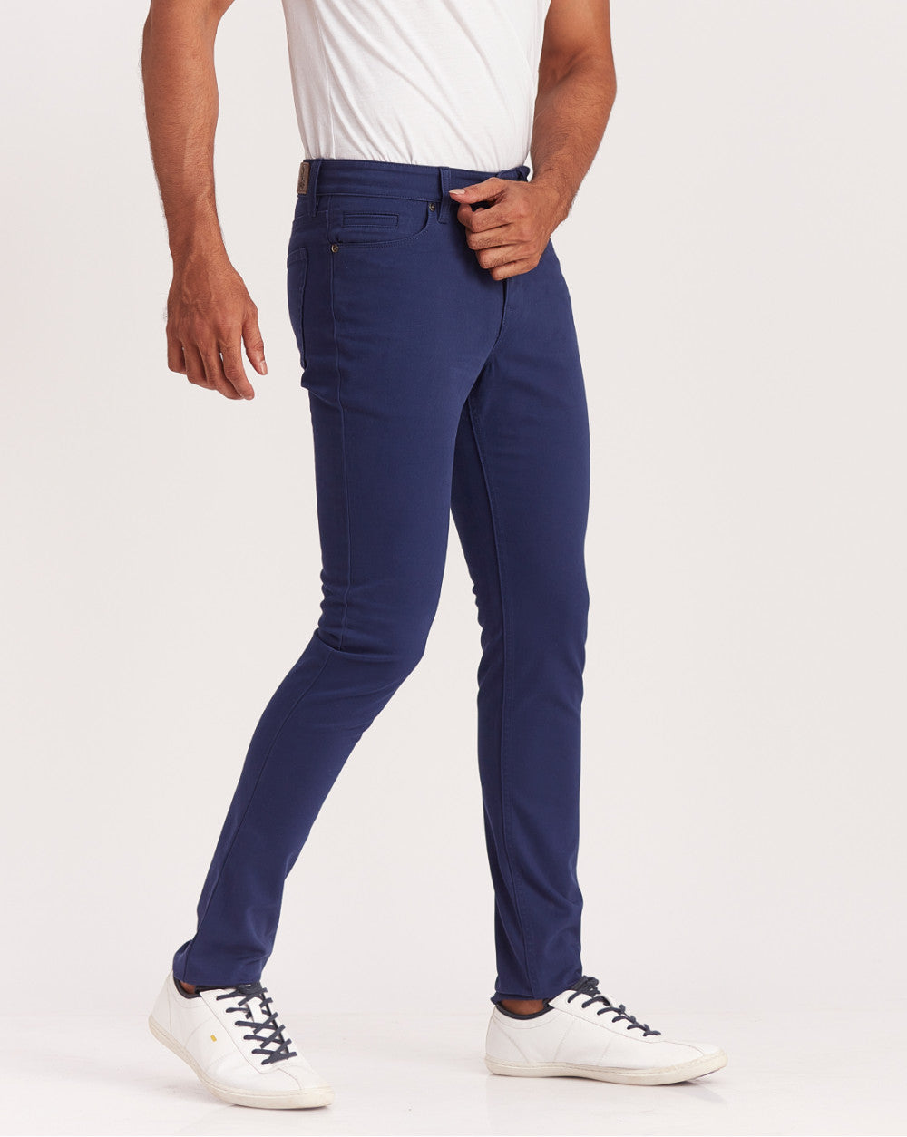 Skinny Fit Five-Pocket Luxe Pants - Bright Navy