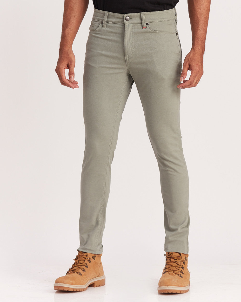 Skinny Fit Five-Pocket Luxe Pants - Pastel Sage