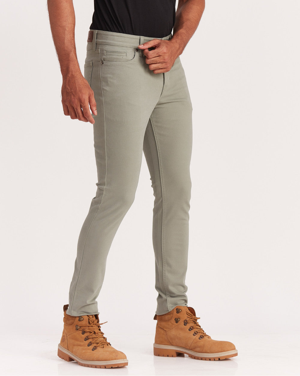Skinny Fit Five-Pocket Luxe Pants - Pastel Sage