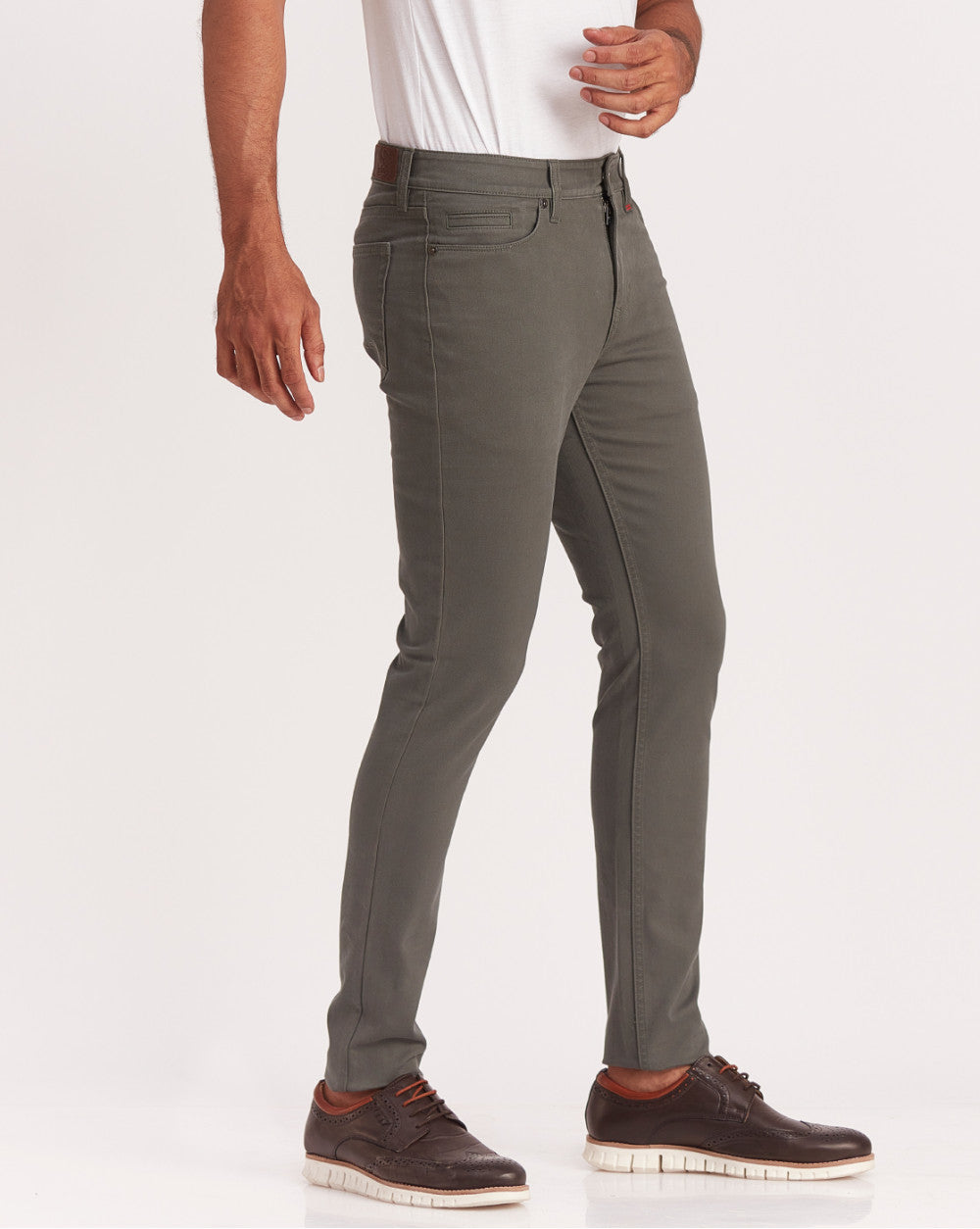 Skinny Fit Five-Pocket Luxe Pants - Hunter Green