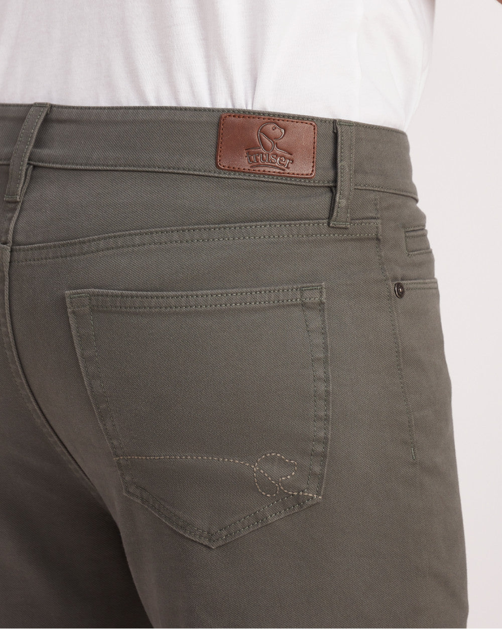Skinny Fit Five-Pocket Luxe Pants - Hunter Green