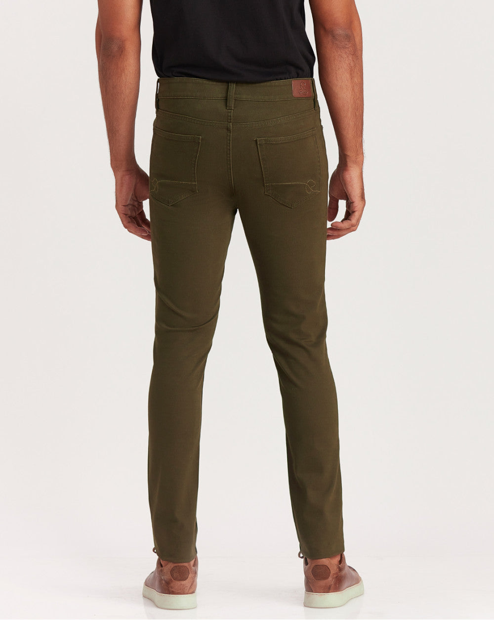 Skinny Fit Five-Pocket Luxe Pants - Camo Green