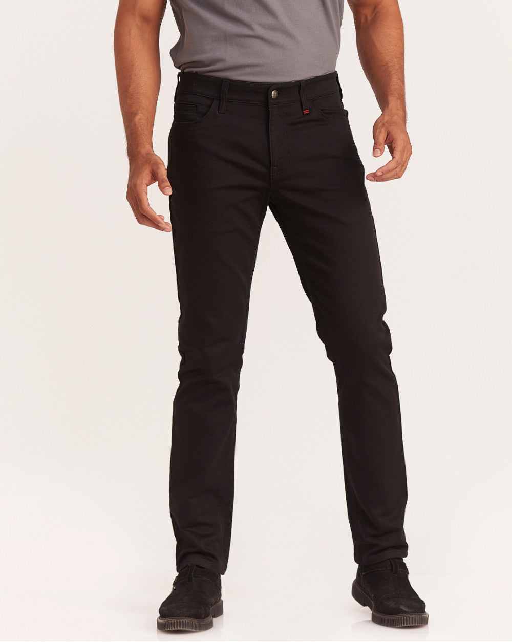 Slim Fit Five-Pocket Urban Pants - Jet Black