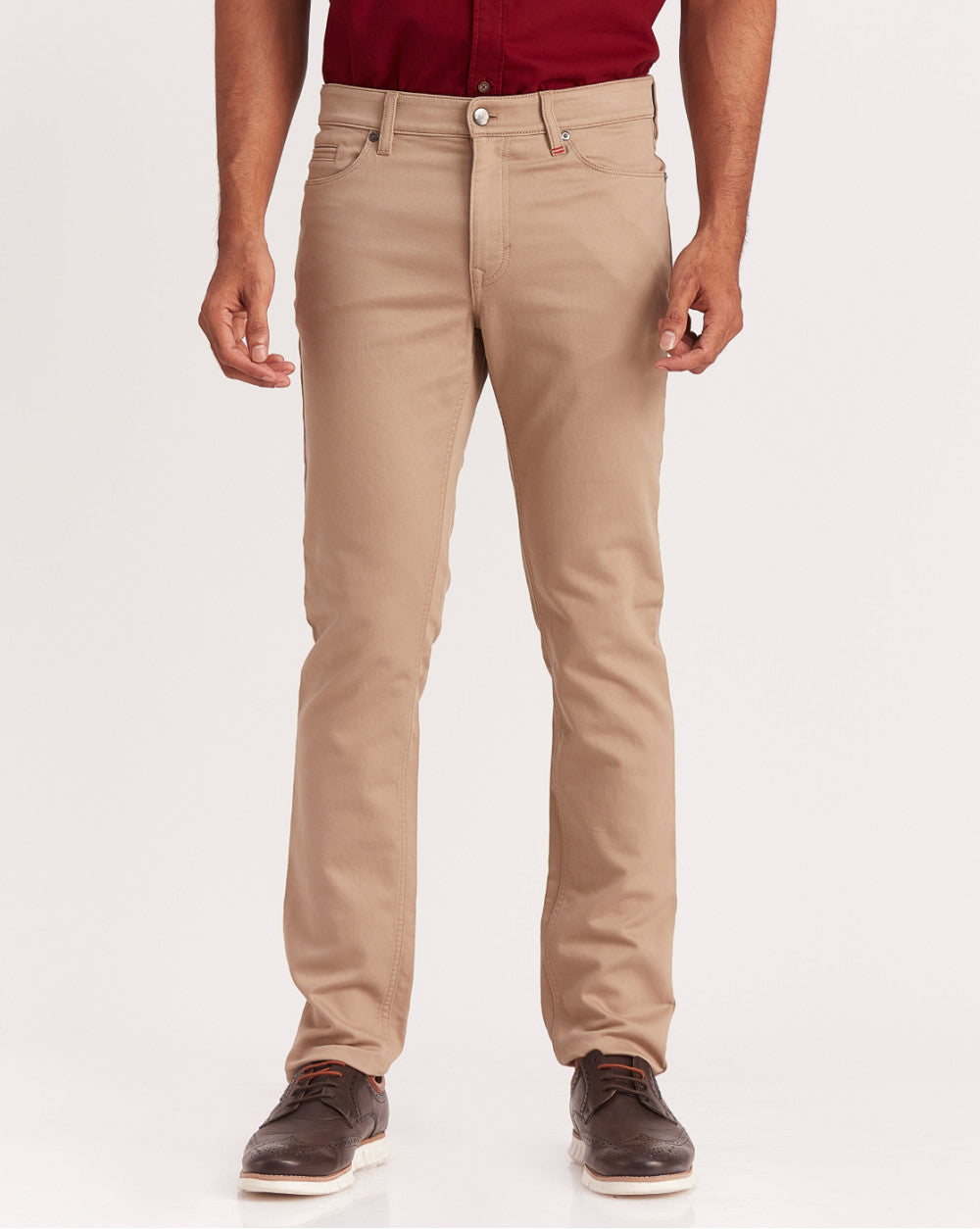 Slim Fit Five-Pocket Urban Pants - Khaki