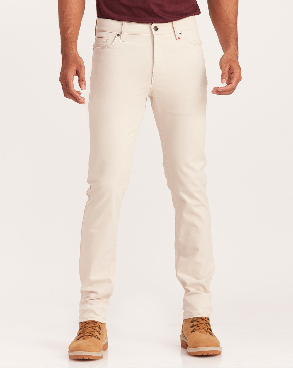 Slim Fit Five-Pocket Luxe Pants - Off White