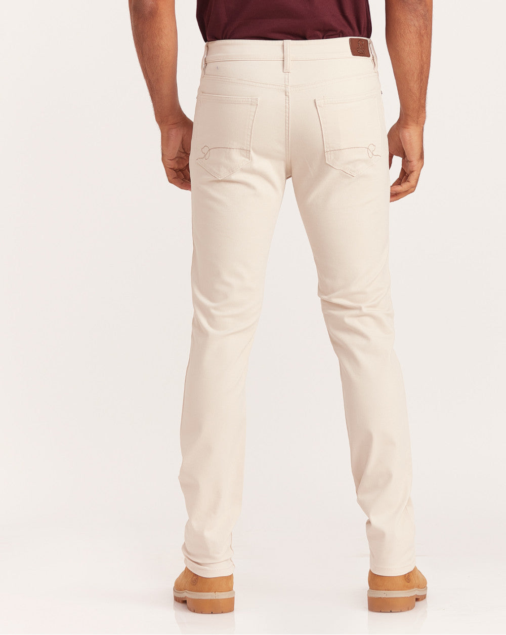 Slim Fit Five-Pocket Luxe Pants - Off White