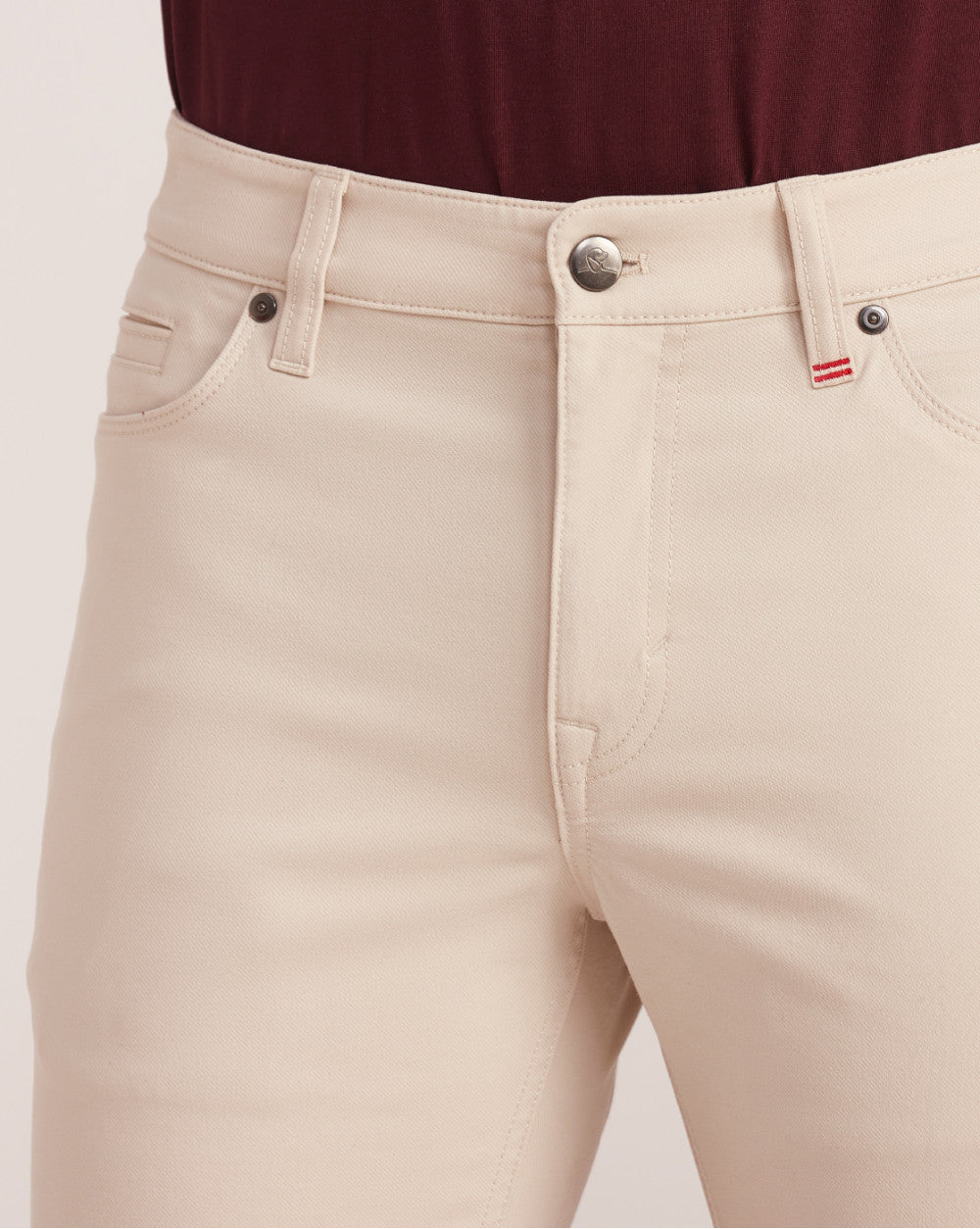 Slim Fit Five-Pocket Luxe Pants - Off White