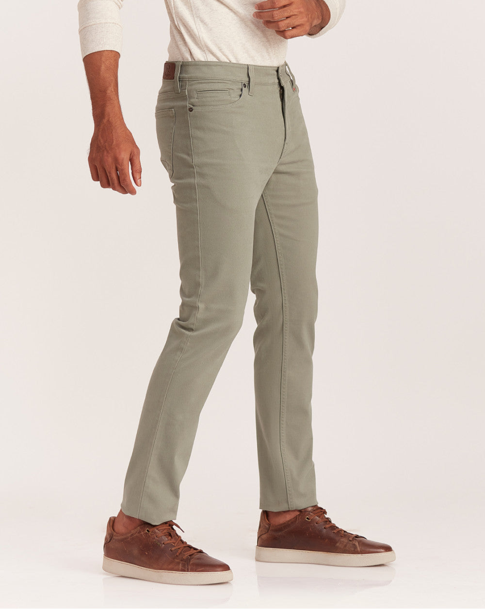 Slim Fit Five-Pocket Luxe Pants - Pastel Sage