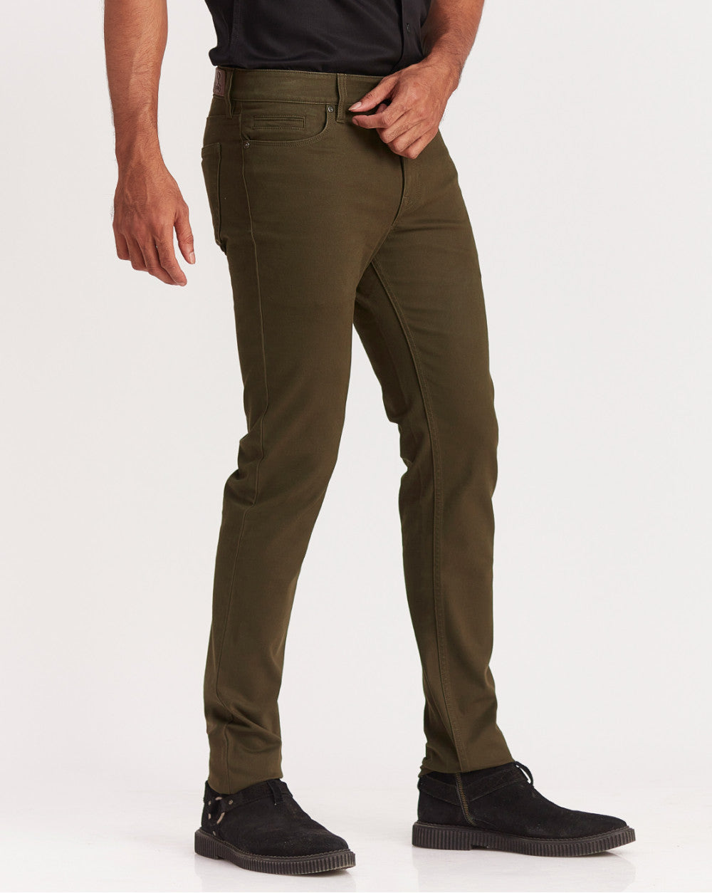 Slim Fit Five-Pocket Luxe Pants - Camo Green