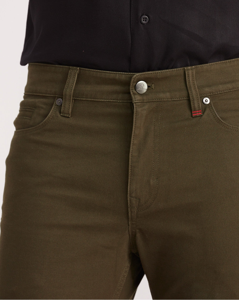 Slim Fit Five-Pocket Luxe Pants - Camo Green