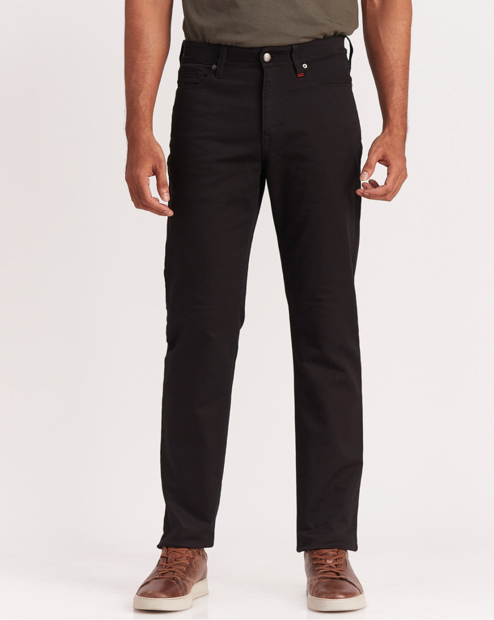 Straight Fit Five-Pocket Urban Pants - Jet Black