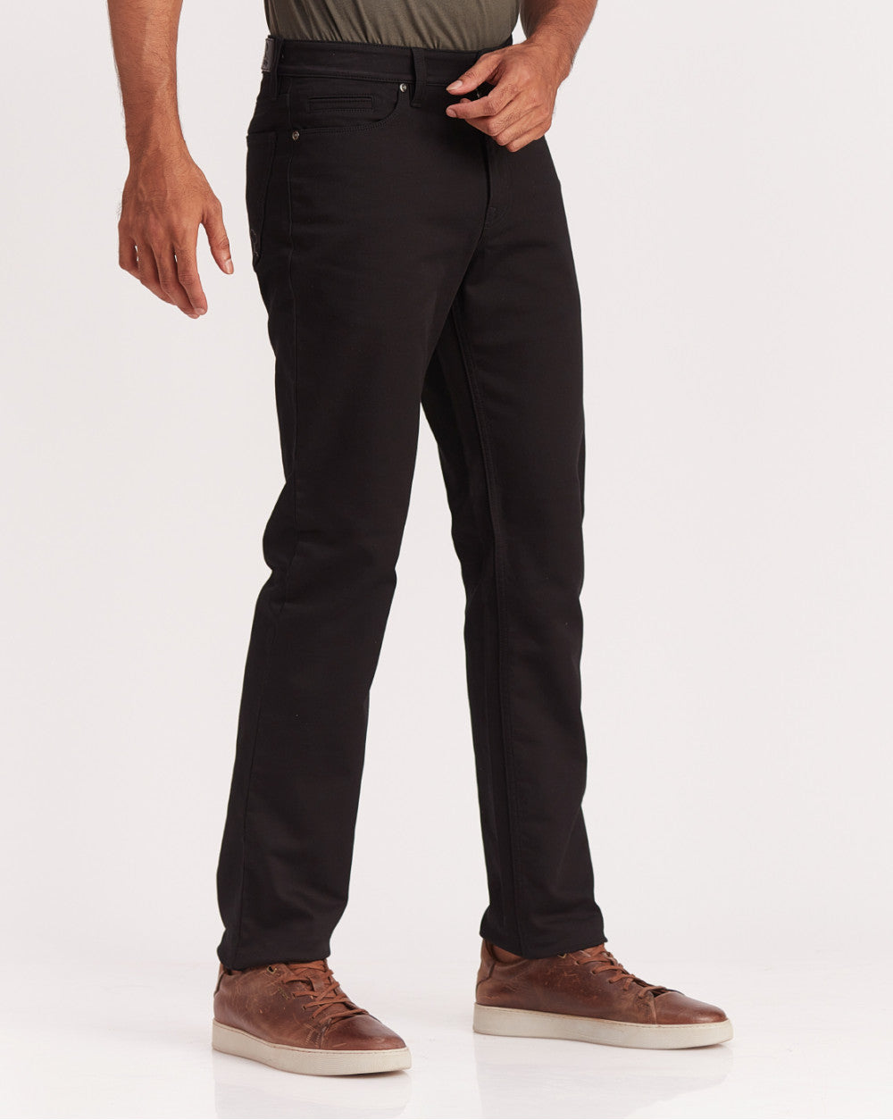 Straight Fit Five-Pocket Urban Pants - Jet Black