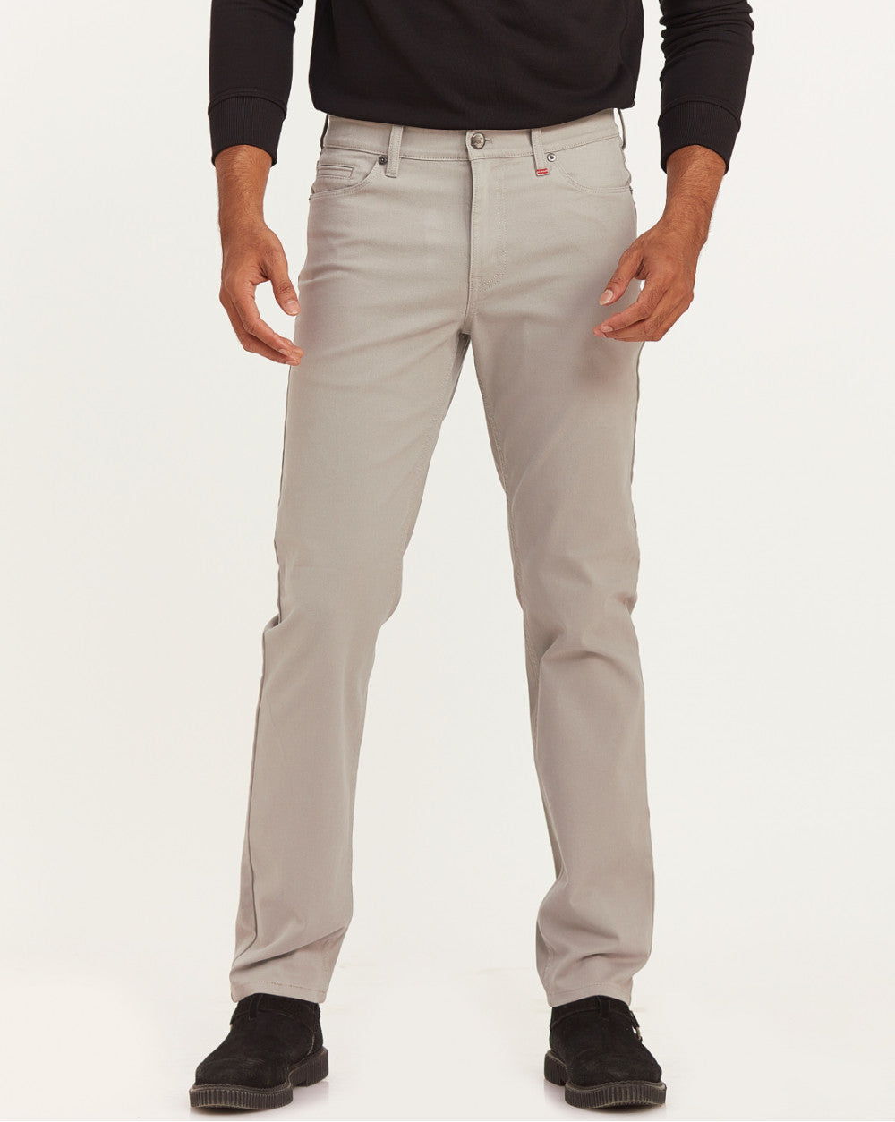 Straight Fit Five-Pocket Luxe Pants - Grey