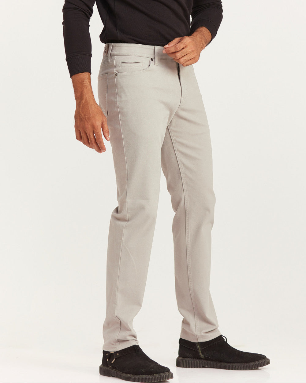 Straight Fit Five-Pocket Luxe Pants - Grey