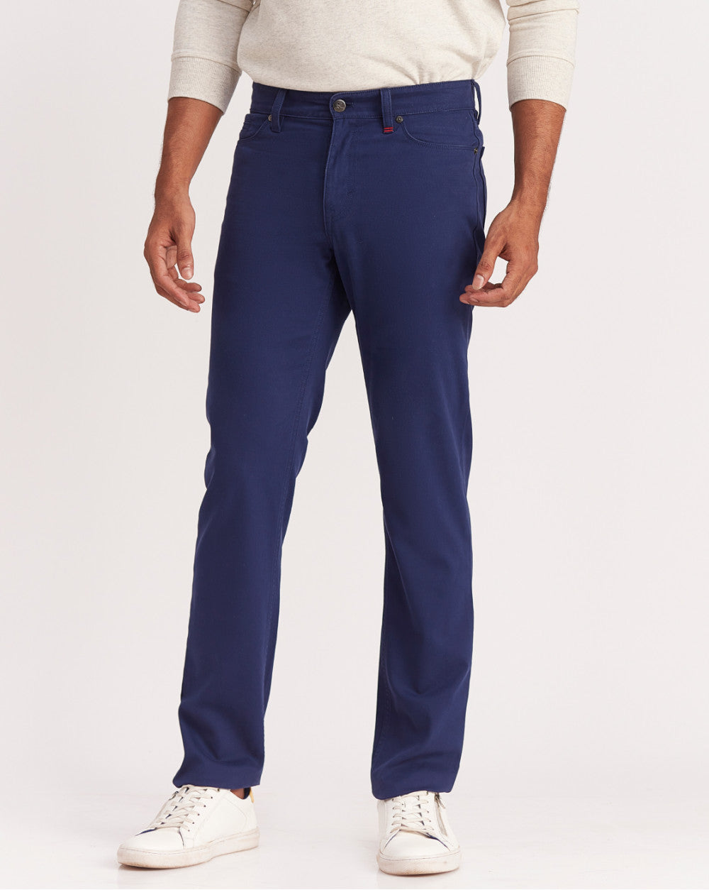 Straight Fit Five-Pocket Luxe Pants - Bright Navy