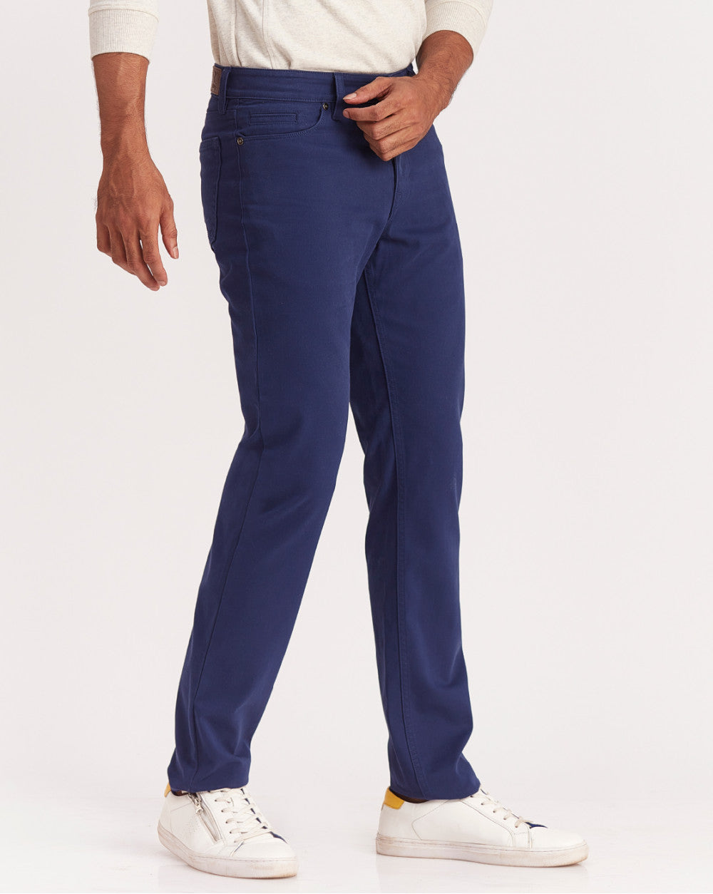 Straight Fit Five-Pocket Luxe Pants - Bright Navy