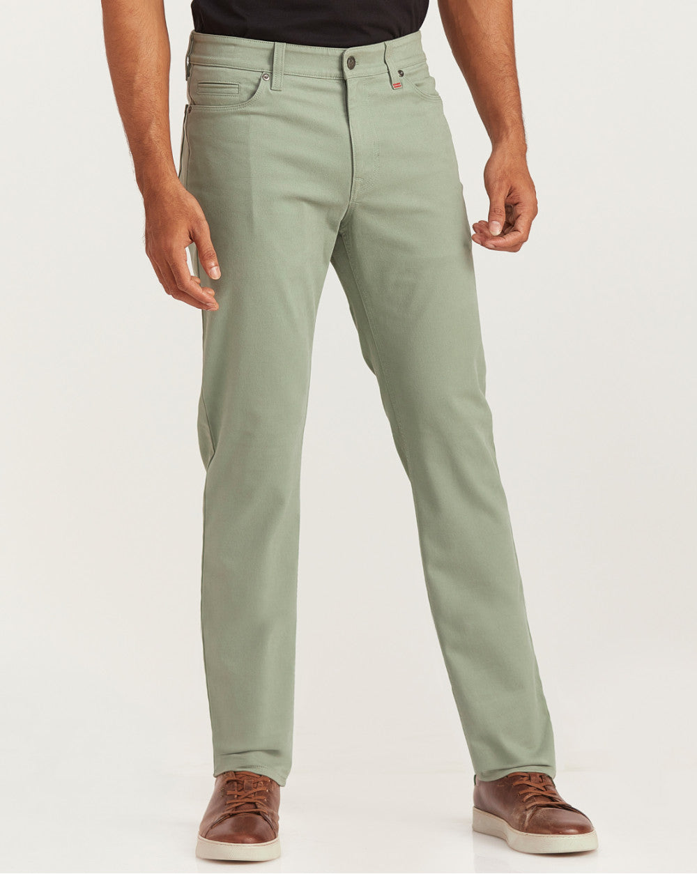 Straight Fit Five-Pocket Luxe Pants - Pastel Sage