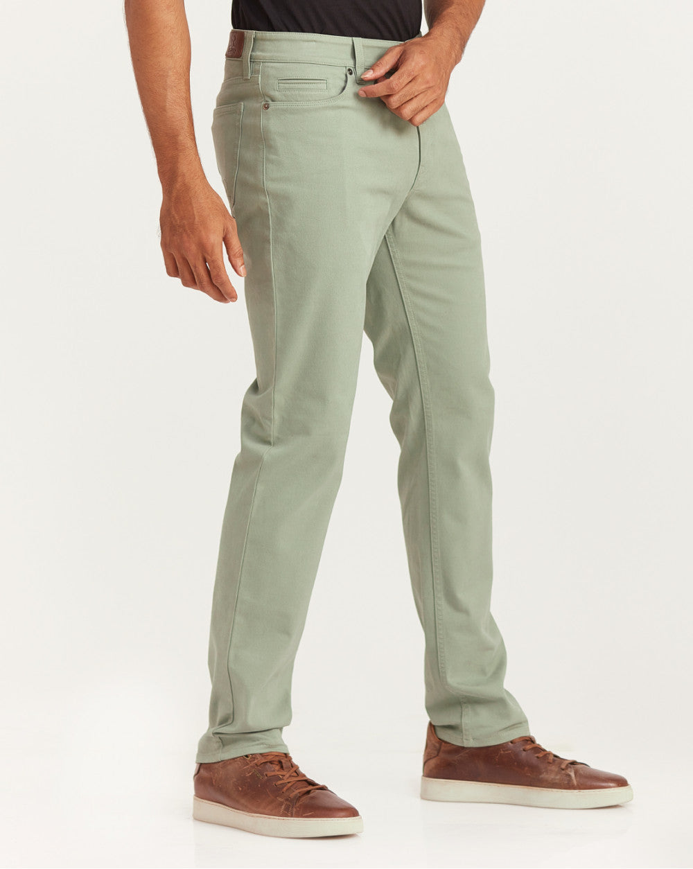 Straight Fit Five-Pocket Luxe Pants - Pastel Sage