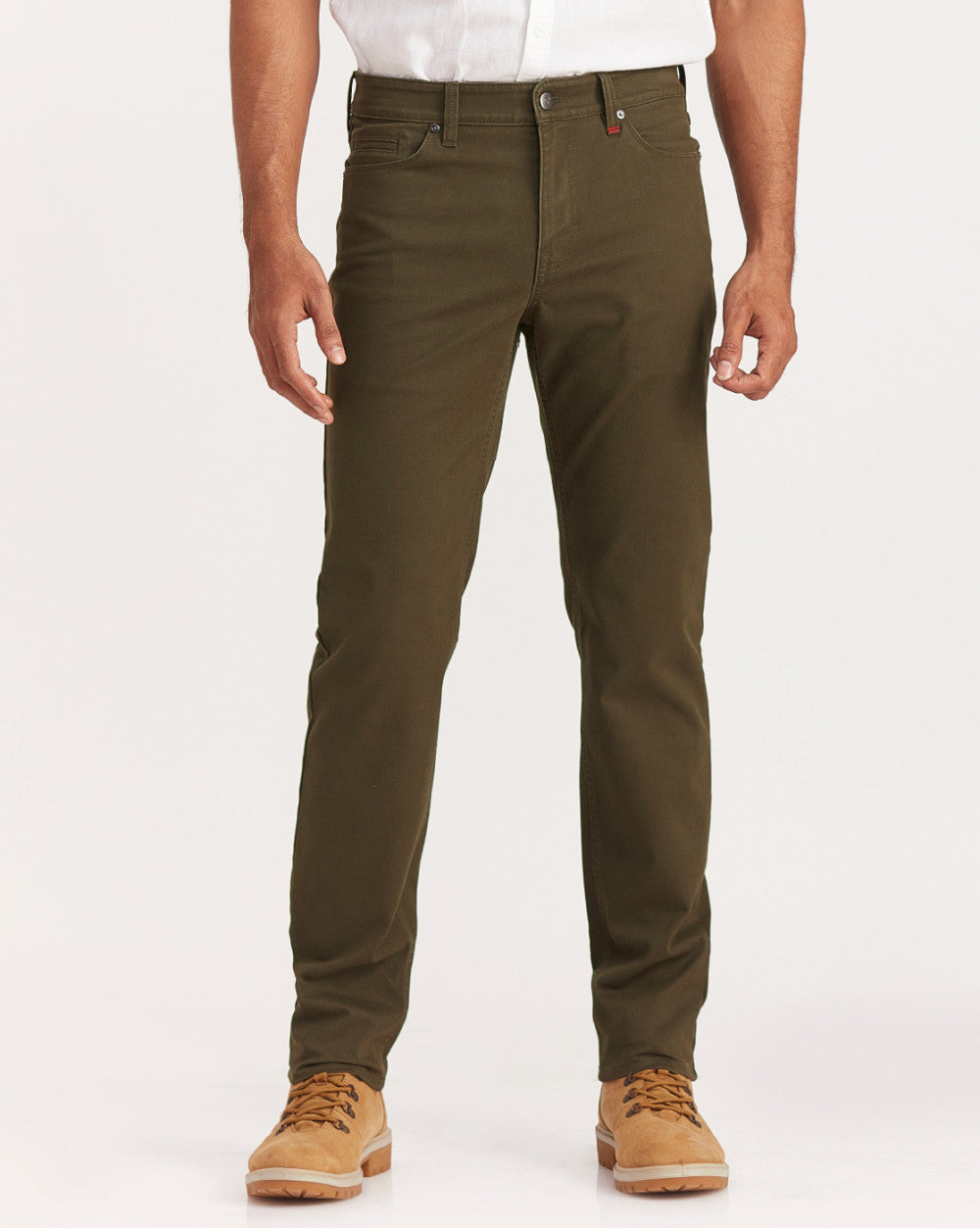 Straight Fit Five-Pocket Luxe Pants - Camo Green