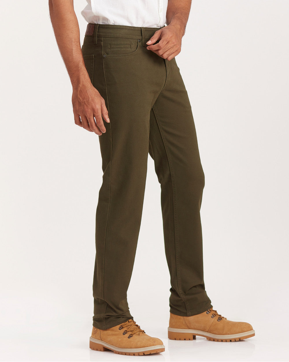 Straight Fit Five-Pocket Luxe Pants - Camo Green