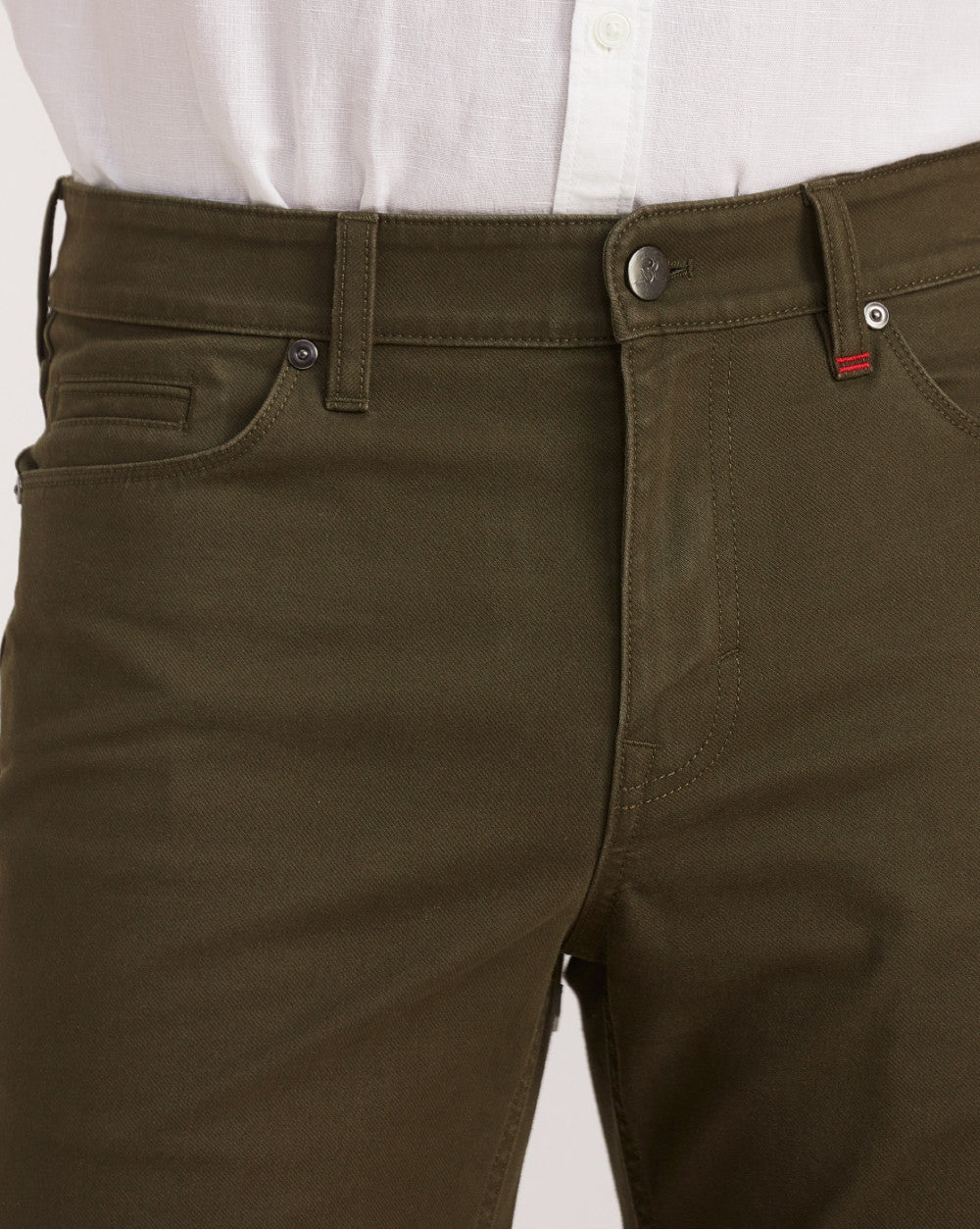 Straight Fit Five-Pocket Luxe Pants - Camo Green