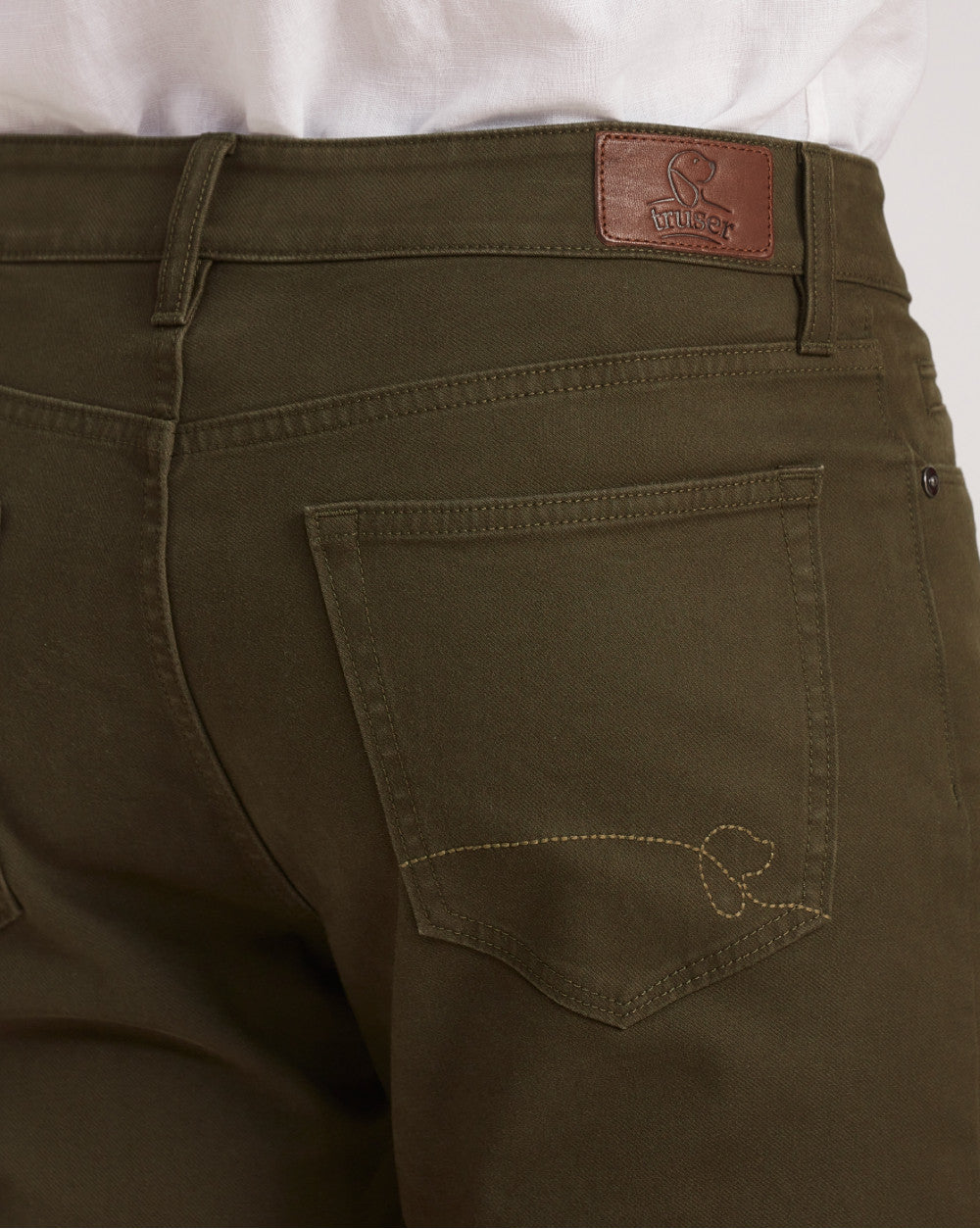 Straight Fit Five-Pocket Luxe Pants - Camo Green